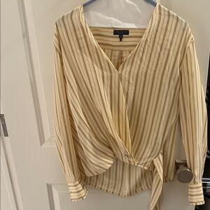 Rag & Bone Yellow and Cream Striped Wrap Blouse
